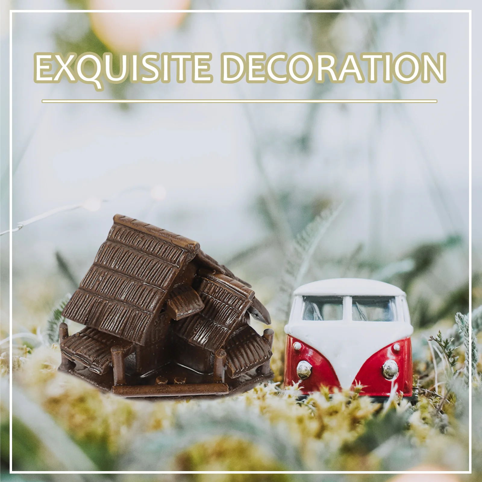 4Pcs Miniature Landscape Ornament Ceramic Small House Decor for Cafe Hotel Office Desk Garden Micro Scene Craft