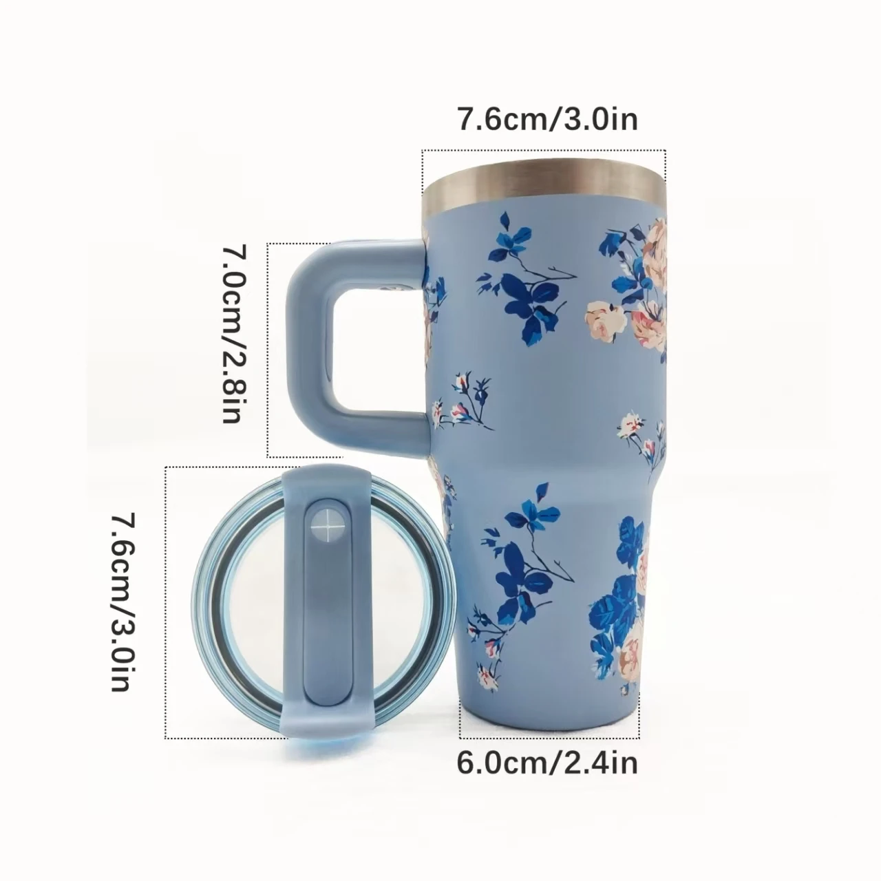 14oz Car Cup 304 Stainless Steel Insulated Travel Tumbler with Handle Straw Lid & Cold Retention for Vehicle, Office, Gifts