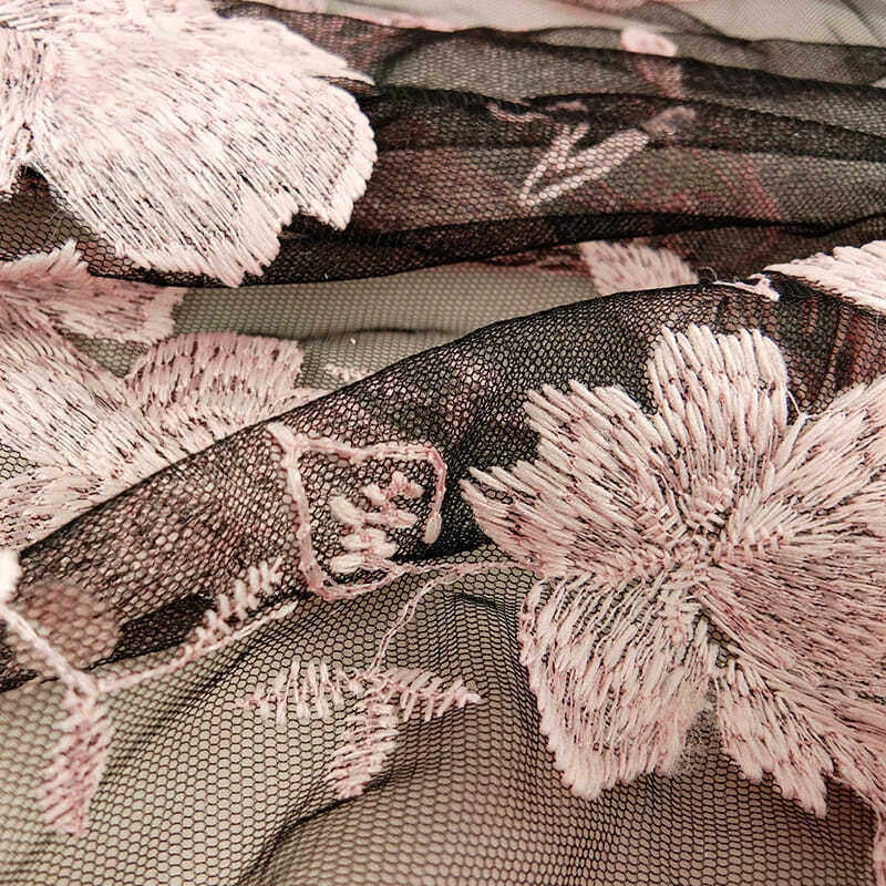 1 Yard Flowers Embroidery Tulle Lace Fabric Plum Blossom French African Transparent Lace Fabric For Diy Wedding Party Dress