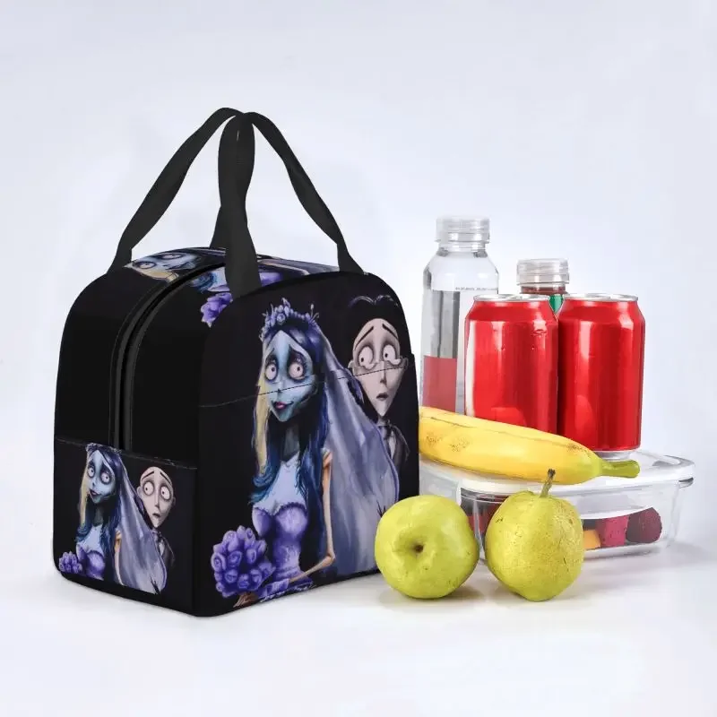 Halloween Film Corpse Bride Insulated Lunch Bag for Women Portable Ghost Tim Burton Thermal Cooler Lunch Tote Office Work School