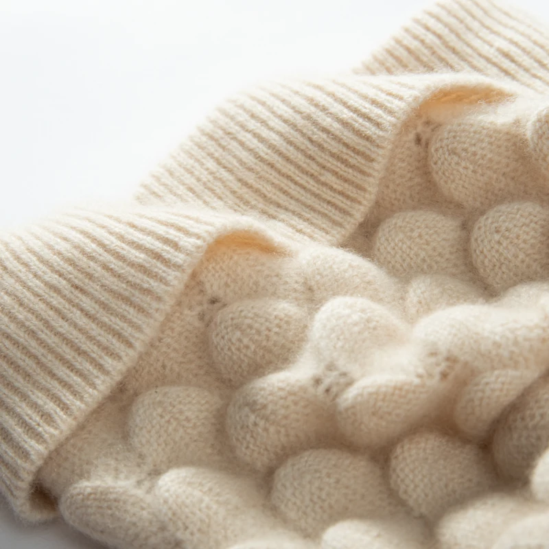 Aクラスカシミヤ厚手暖かい帽子女性の冬の立体ニットカシミヤ帽子ファッション高品質レジャー帽子女性