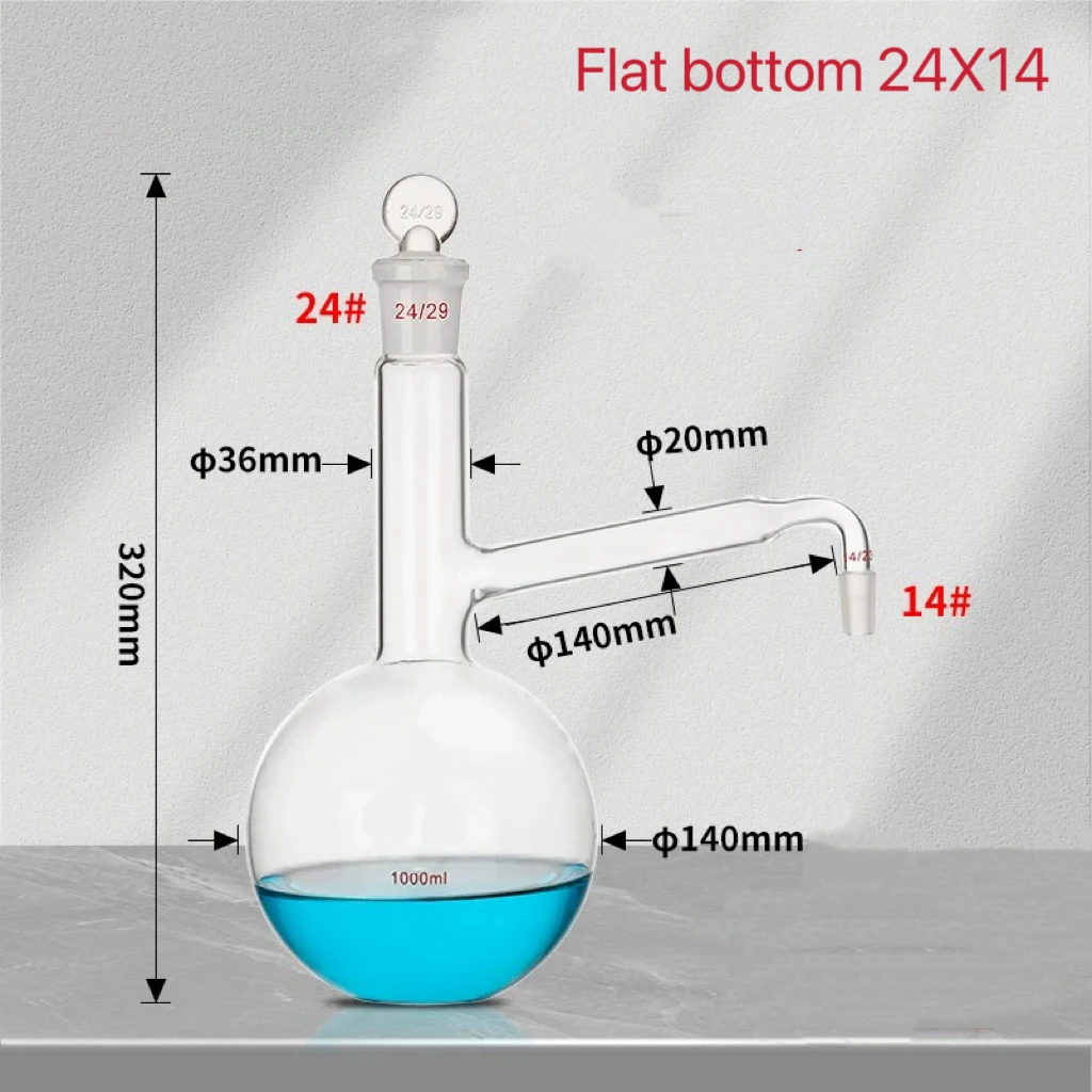 

1000ML Flat/Round Bottomed Distillation Glass Flask ,Use For Making Distilled Water Essential Oil Extraction Lab Glassware
