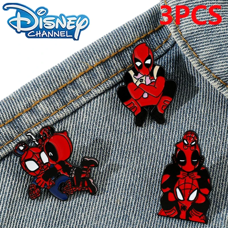 

Disney Deadpool Spider Man Movie Characters Metal Badges Cartoon Creative Alloy Drip Oil Brooch Decoration Accessories Wholesale