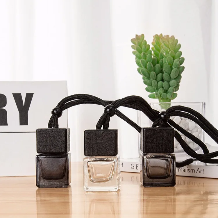 1PC Dyed Square Cap Black Cap Empty Bottle Car Essential Oil Diffuser Fragrance Air Freshener Scent Perfume Bottle Ornament
