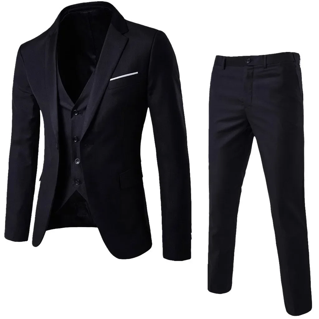 Conjunto de traje de 3 piezas para hombre, chaqueta + chaleco + Pantalones, Blazer con solapa, pantalones informales con botones, para fiesta de negocios y boda, 2024