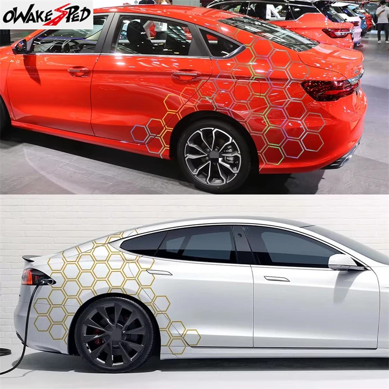 

Car Graphics Honeycomb Open Style Sticker Auto Decor Tuning Car Side Sticker For Audi BMW Ford Kia Renualt Hyundai Fiat Subaru