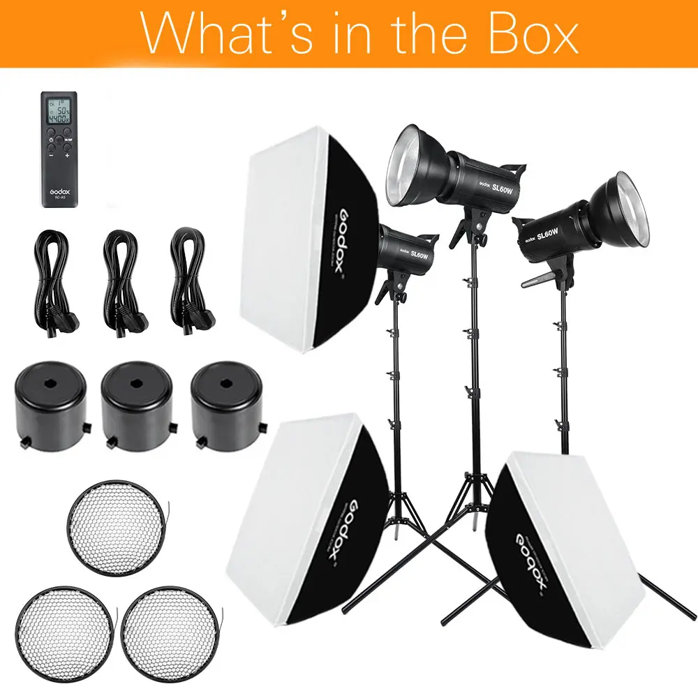 3 x  SL-60W SL60 5600K Video Professional Studio Photography Continuous LED Video Light photo studio kits