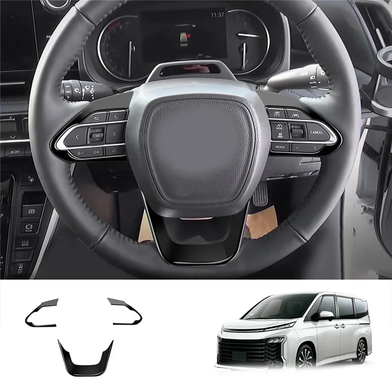 Car Bright Black Steering Wheel Panel Cover Trim Decoration Frame Sticker for Toyota Voxy Noah 90 Series 2022+