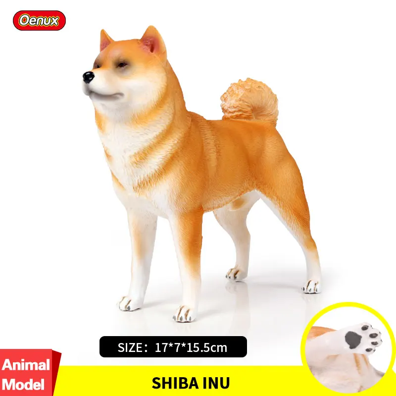 Oenux Lifelike Japanese Shiba Inu Simulation Pet Animal Model Big Dog Action Figures High Quality Collection Toys For Kids Gift