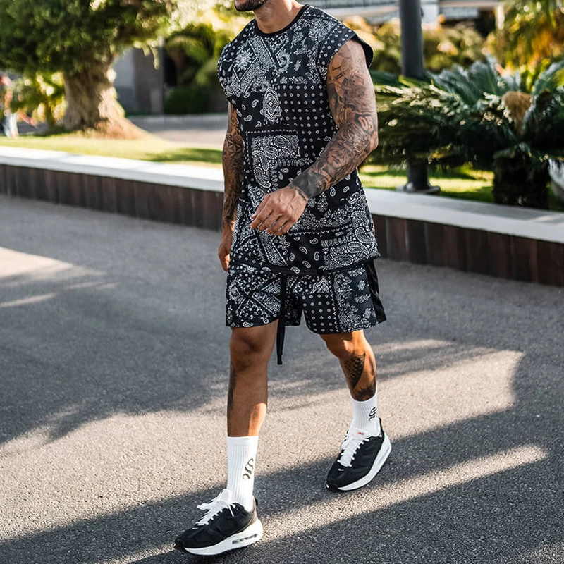 Men's Suit New Summer Sports Casual Tracksuit Loose Oversized T-Shirt Shorts Two Piece Set Gym Running Training Clothes Set