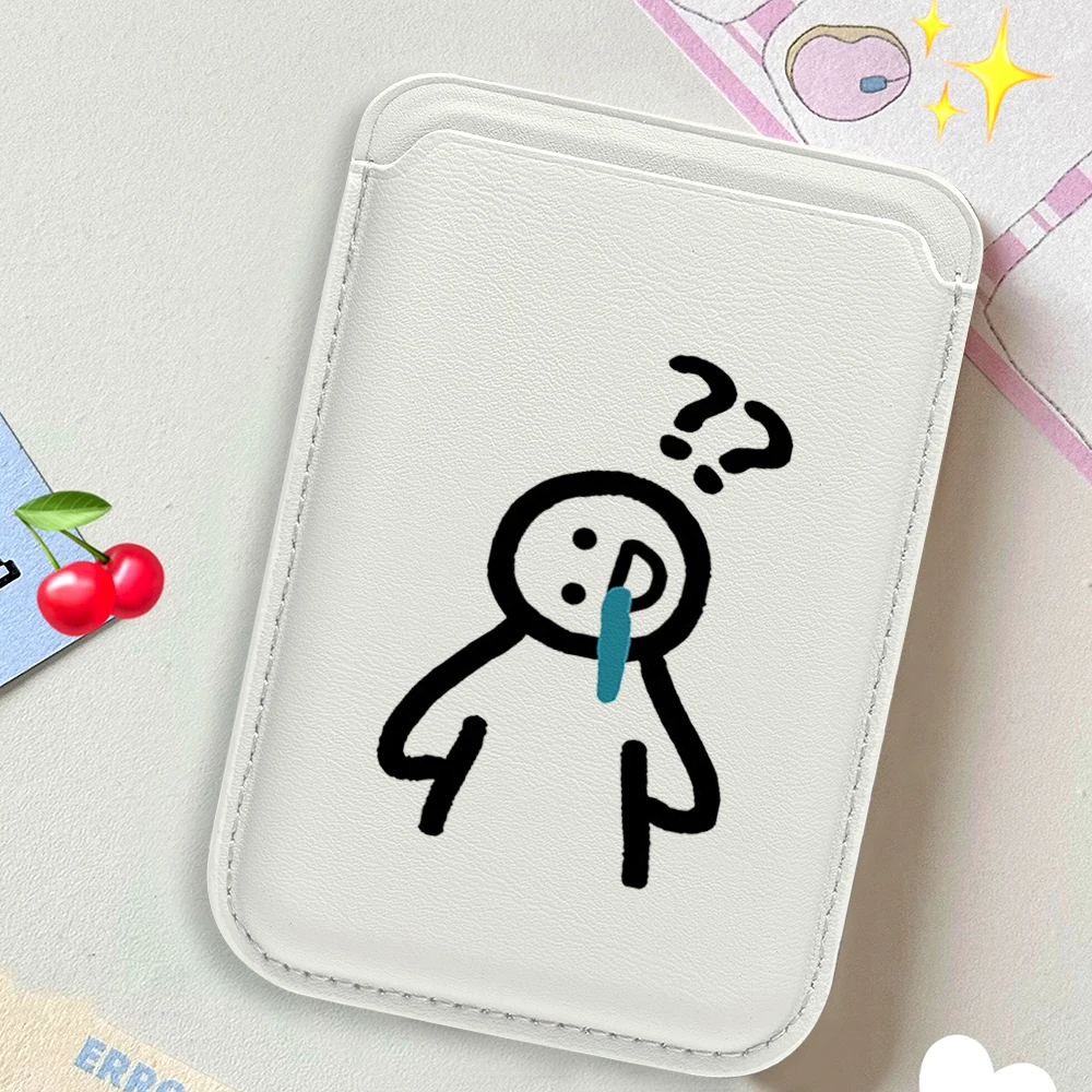 Lustige Line-Art-Lederkartenhalterung, lustige Brieftasche, Telefonkartenhalter für magnetische Hüllen, geeignet für alle iPhone Magsafe-Karten-Handytaschen. – Detail 3