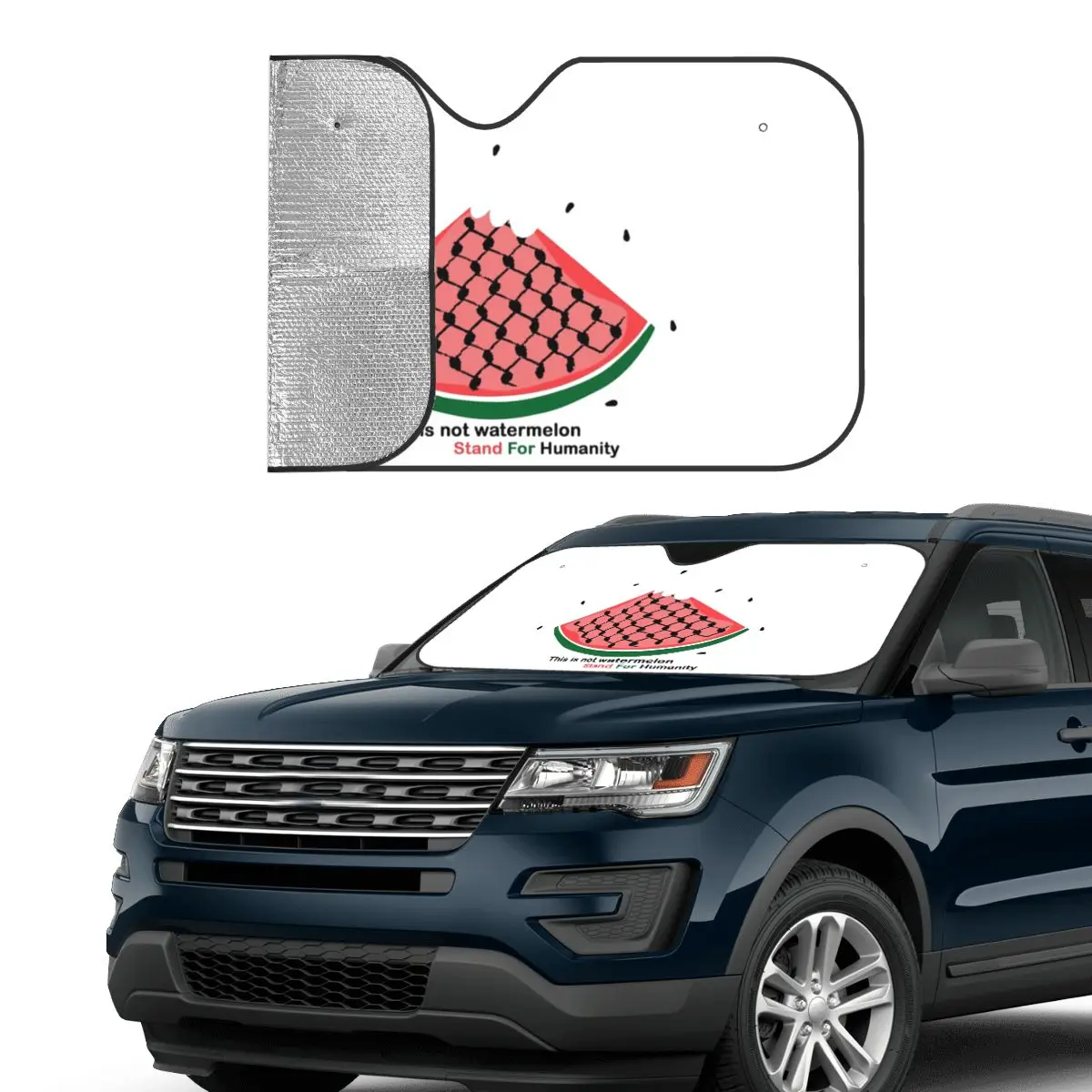 Keffiyeh This Is Not A Watermelon Sunshade Windscreen Magritte Watermelon Car Front Windshield Sunshade Visor Heat Reflector