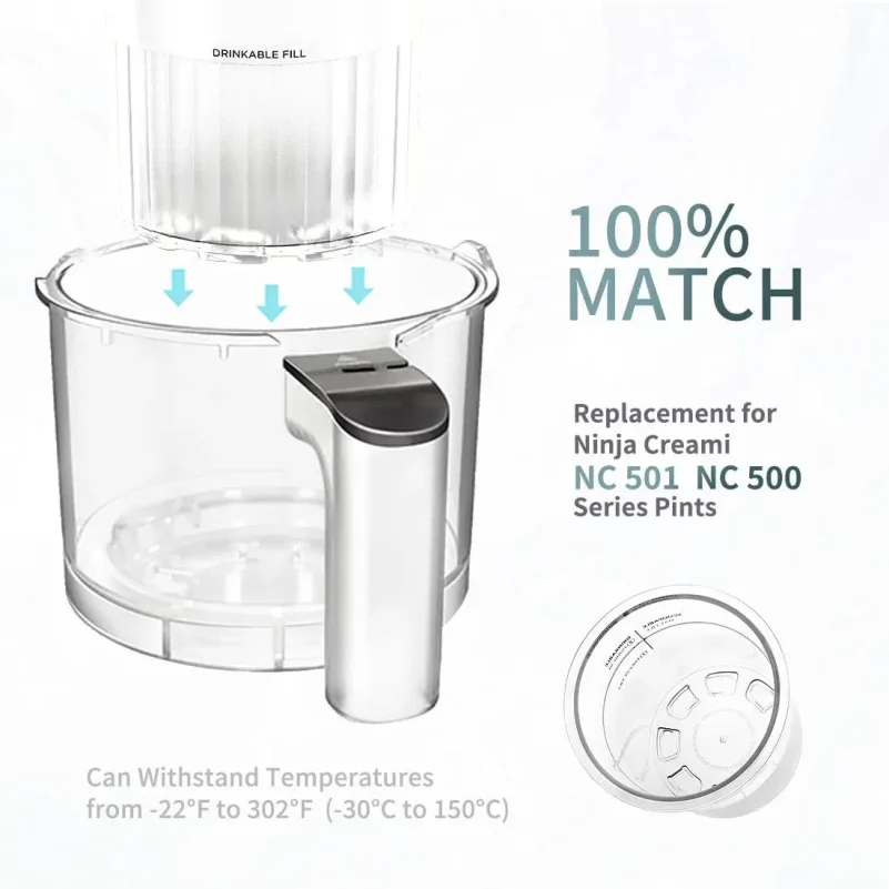 Containers Replacement for  Deluxe Pints Lids Creamy Ice Cream Containers Cups Set Family Size Compatible
