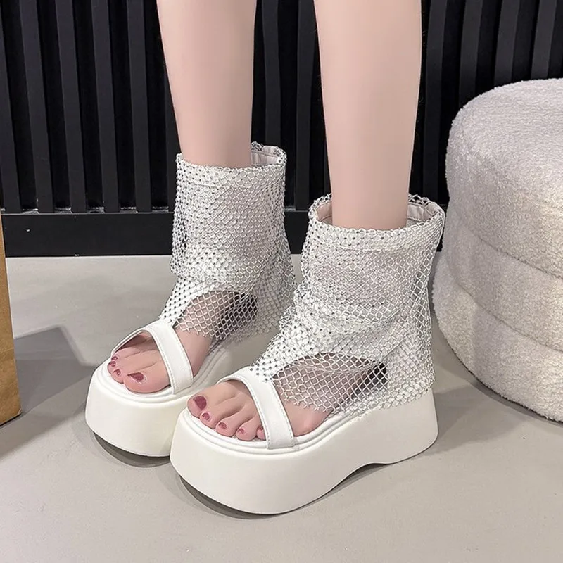2026 New Women Flat Cool Boots Sandals Platform Mesh Sandals Summer Trend Open Toe Sport Shoes Casual Sneaker Ankle Boots Slides