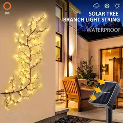 1pc Solar Willow Vine Light For Outdoor Wall Balcony Garden Decor,72/96LEDS Solar String Fairy Light Waterproof For Christmas
