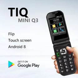 TIQ-Mini Q3 Flip Phone Button Dual Screen, suporta 4G Google, Smartphone com sistema Android multi-idioma