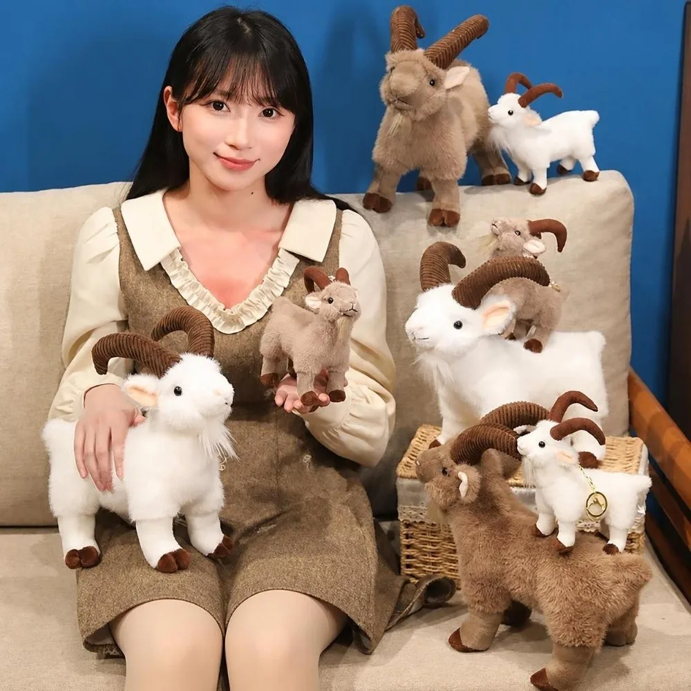 Cute Goat Big Horn Goat PP Cotton 16/30cm Realistic Look Animal Figurine Holiday Gift