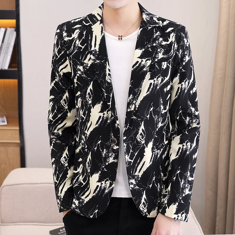 

Boutique Fashion Handsome grace Trend Business Party Formal wear Nightclub Party Seaside Men's Printed Blazer