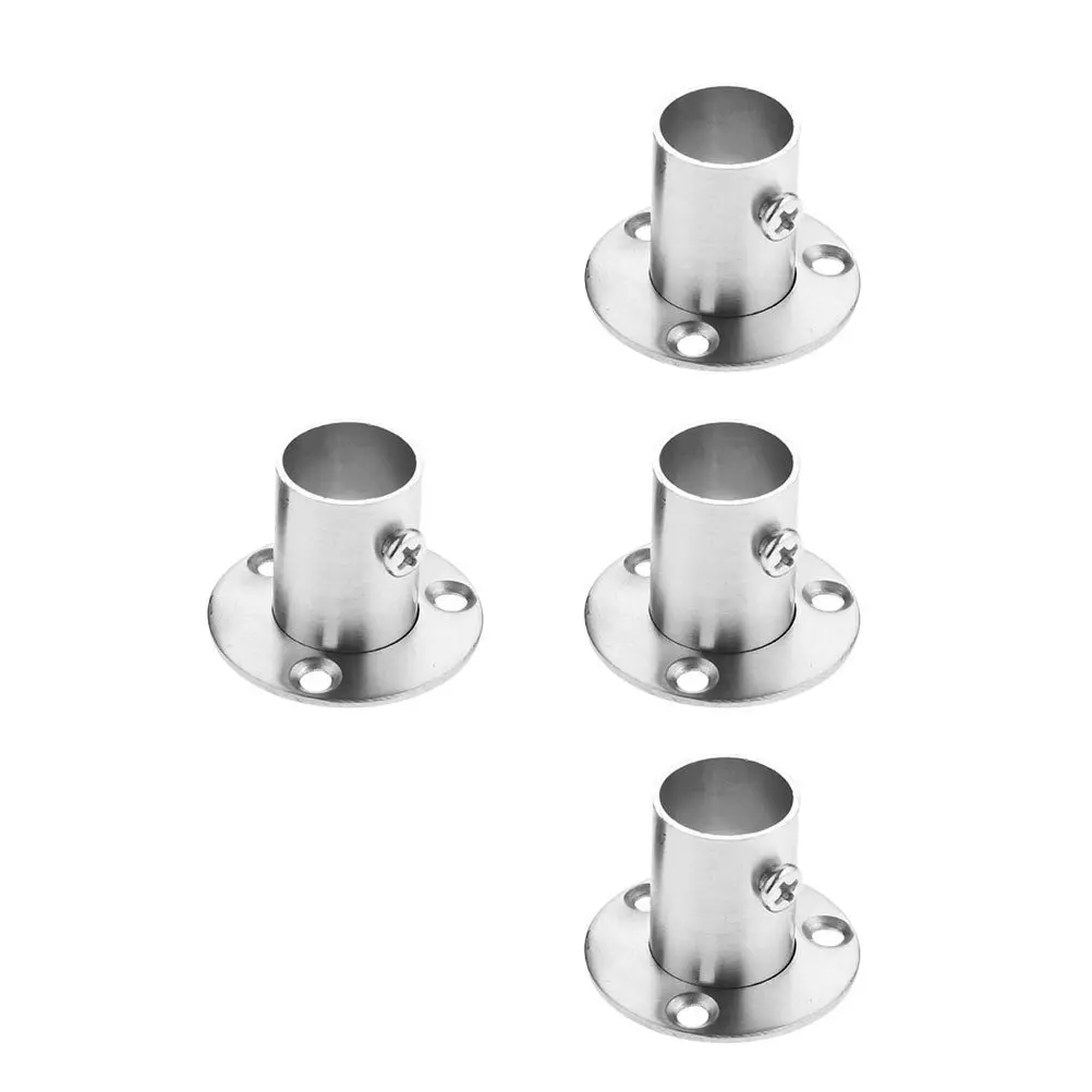 

4 pcs Stainless Steel Flange Rod Socket Holder For Closet Wardrobe Bathroom Kitchen Clothes Rail Support Bracket Hardware