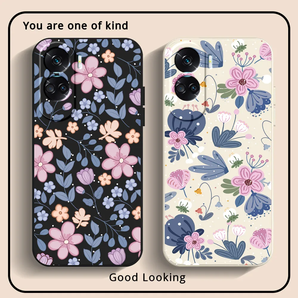 Case For Huawei Honor 90 70 20 Lite 70 90 Pro 20 Honor Magic 6 5 4 Lite 5G 20s Phone Case Cover Shockproof Soft Silicone Flower