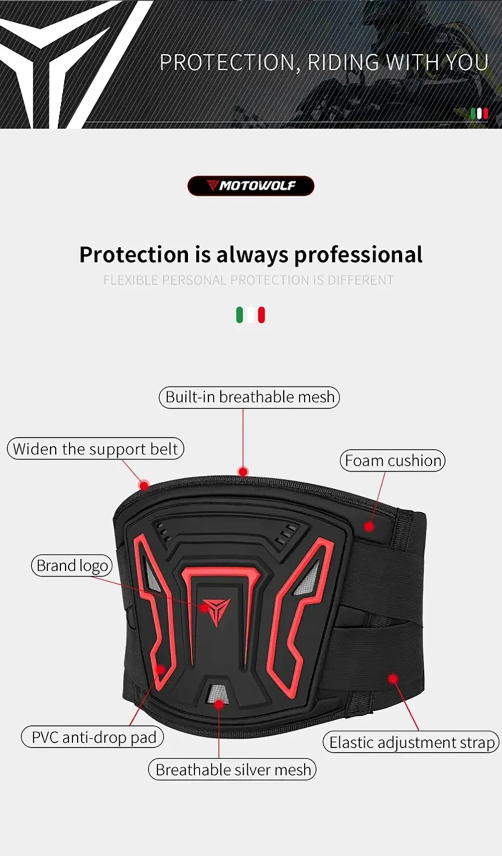 Einstellbare Motorrad Taille Schutz Atmungsaktive Moto Motorrad Professionelle Motocross Schutz Radfahren Schutz Schutz Gürtel – Detail 9