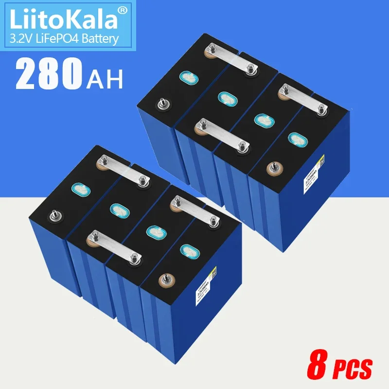 8PCS LiitoKala 3.2V 280Ah Lifepo4 Battery Grade A 300Ah 48V 280AH Rechargeable Battery Pack for Solar Energy Storage System