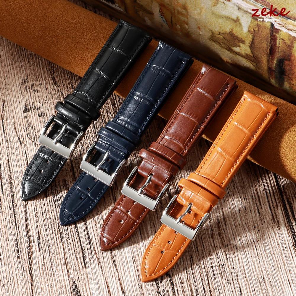 Echtes Leder-Kalbslederarmband, 12 mm, 14 mm, 16 mm, 18 mm, 20 mm, 22 mm, 24 mm, universelles Herren- und Damenarmband, Slub-Muster, Uhrenzubehör