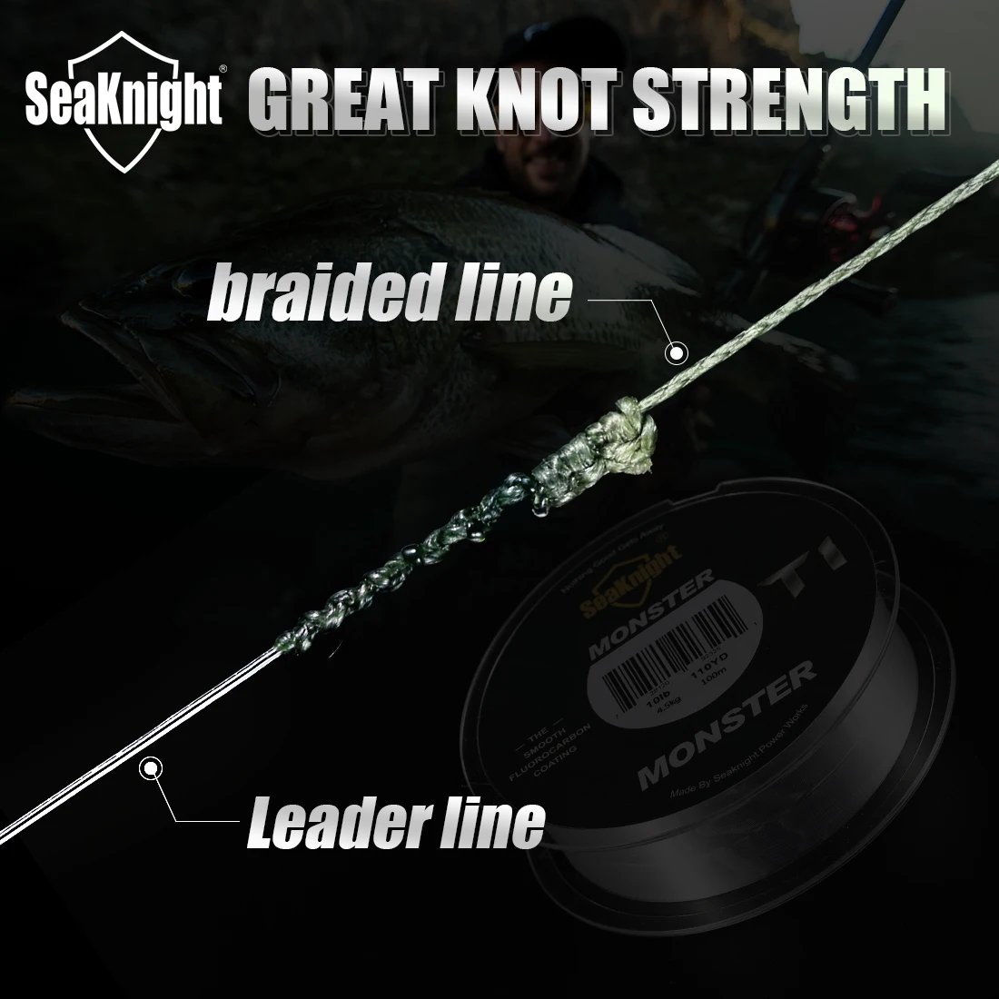 SeaKnight-sedal de pesca trenzado TriPoseidon, línea de pesca de 4 hebras, 300M, PE, 8-60LB, multifilamento, pesca de carpa suave