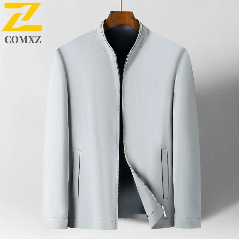 COMXZ Stand Collar Men Jacket Brand Luxury Business Casual Coat Premium Fashion Commuter Office Spring Autumn Outerwear