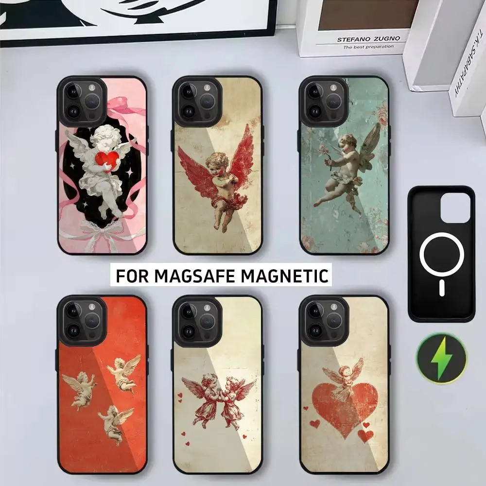 

Cute V-Vintage l-little a-angelS Phone Case For iPhone17,16,15,14,13,12,11 Plus,Pro Magnetic with Magsafe Wireless Charging