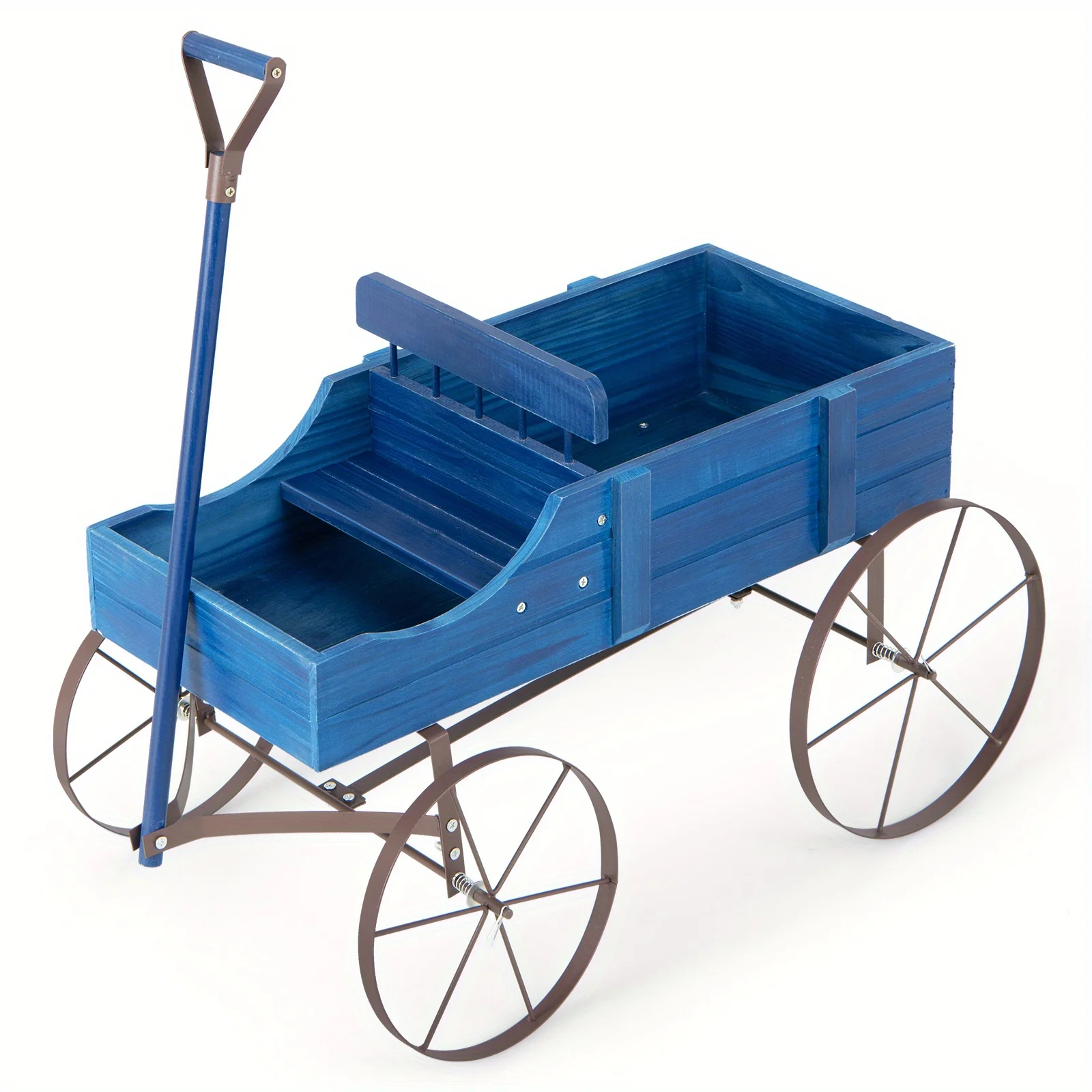 

Rustic Wooden Garden Wagon Planter with Wheels – Durable Fir Wood, Spacious Planting Bed for Flowers & Vegetables