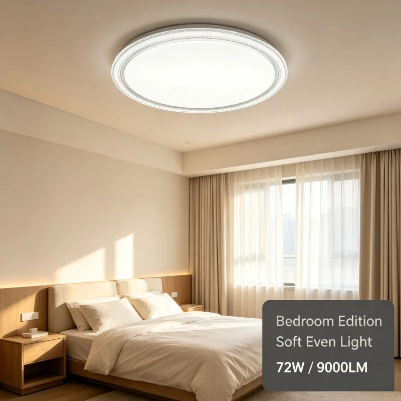 Round Led Ceiling Lamp With Crystal Trim And Frosted Diffuser For Living Room Bedroom Use