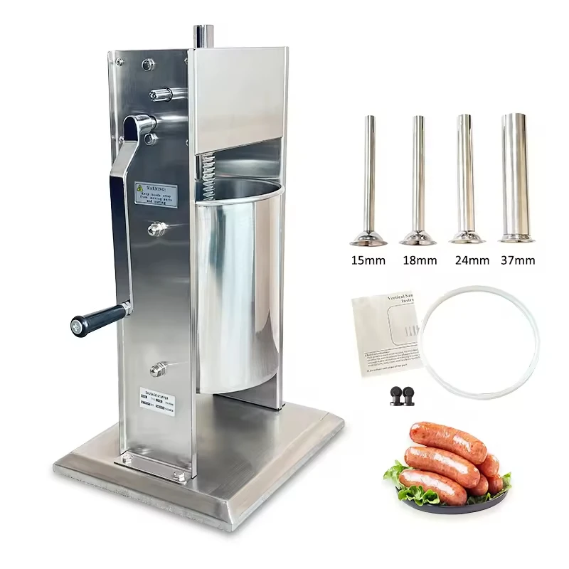 Manual 10L Stainless Steel Sausage Stuffer - Homemade Vacuum Enema Maker, Hand-Operated Filling Machine