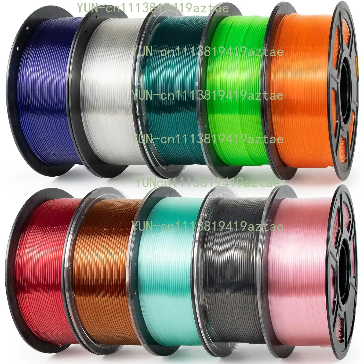 Clear PETG 3D Printer Filament 1.75mm 10kg Bundle | Excellent Light Transmission, 1kg Spool, 10 Rolls, Clear+Gray+Red+Orange+Blu