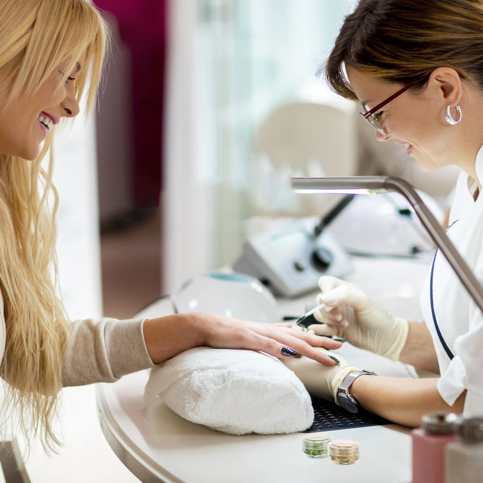 Miroir hexagonal à couleur changeante, 6 pièces, décorations artistiques à paillettes, poudre scintillante pour manucure, ongles artificiels naturels, fournitures pour ongles