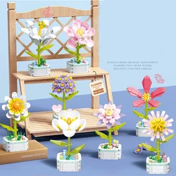 Creative Flower Building Blocks Immortal Flower Potted Plants Assembled Bricks Toys Set Desktop Decoration Kids Birthday Gifts