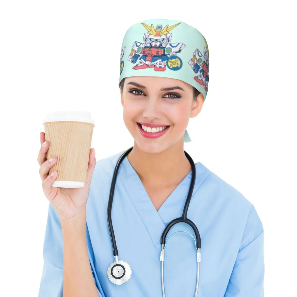 مخصص Gundames الهواتف المحمولة دعوى قبعة العمل الهزلية القبعات الجراحية النساء الرجال غرفة العمليات قبعة قبعة التمريض مختبر يعمل قبعة