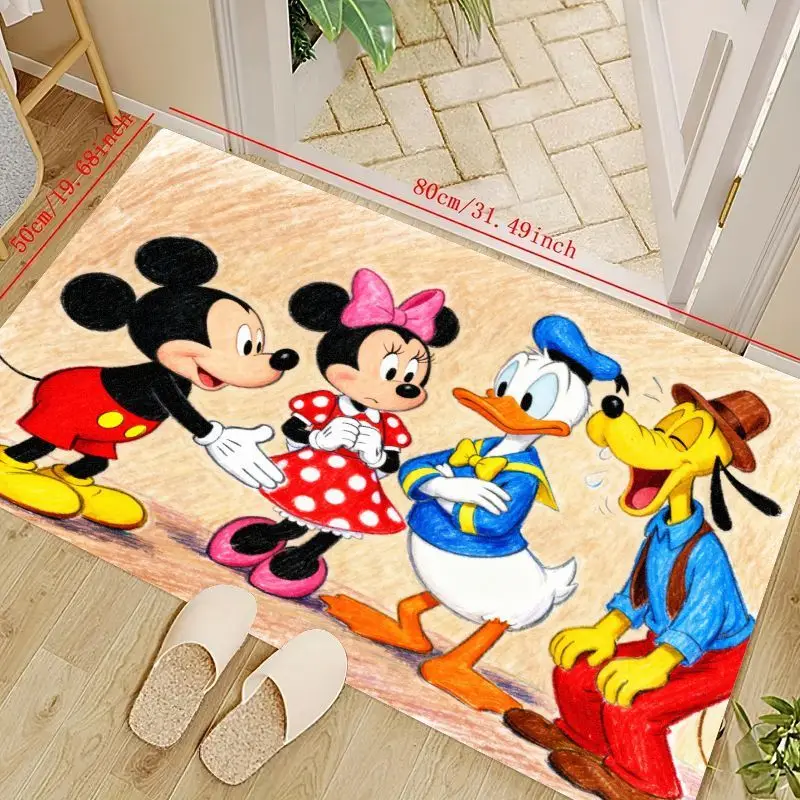 

1 шт. милый коврик для пола с Микки и друзьями Диснея, противоскользящий моющийся коврик с Микки Маусом, Минни Маус, Дональд Дак