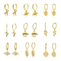 Bull Head Horns Zircon rivets small Pendant drop Earrings for women Couples Lover New Years Christmas Gift Pendientes Wholesale