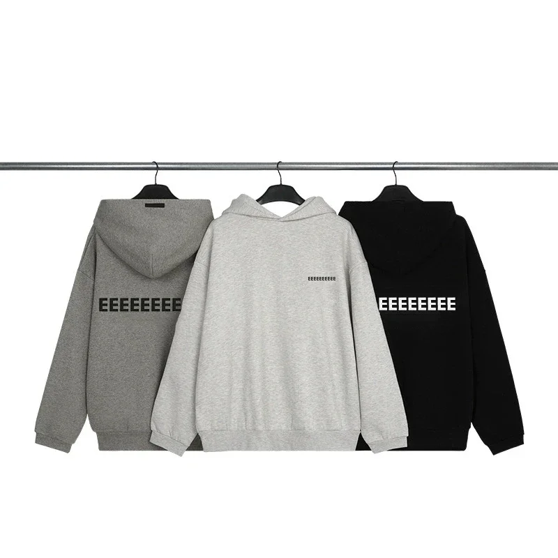 Classic Design Men's Top Quality Hoodies Chect Back Two Rows Silicone Letter Logo Hoodies FW24 Couple Loose Casual Cotton Coats