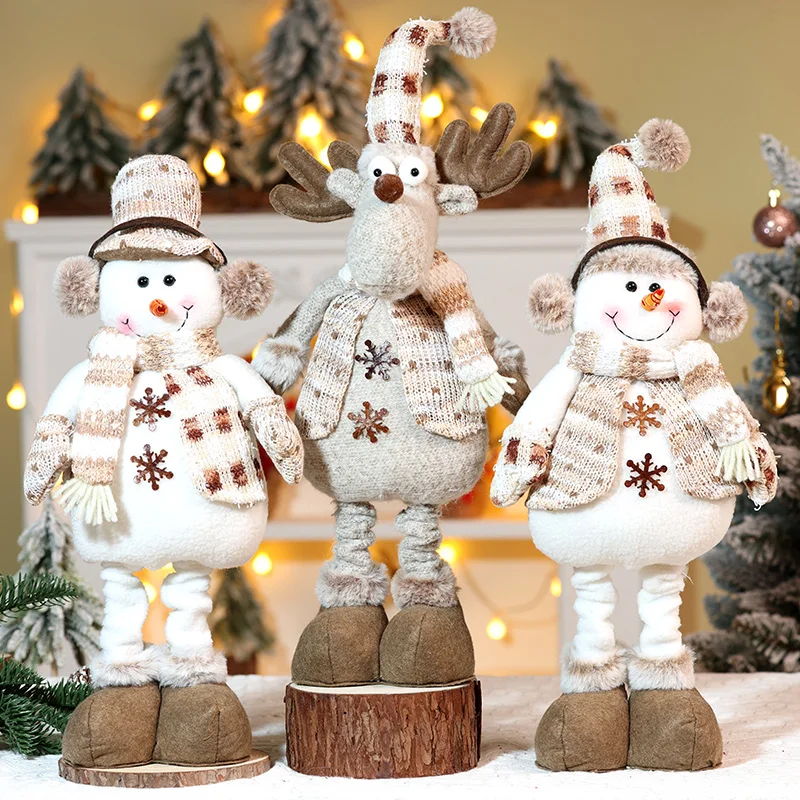 Christmas Snowman Telescopic Doll New Knitted Elk Doll Window Scene Christmas Decoration Merry Christma Gift Happy New Year