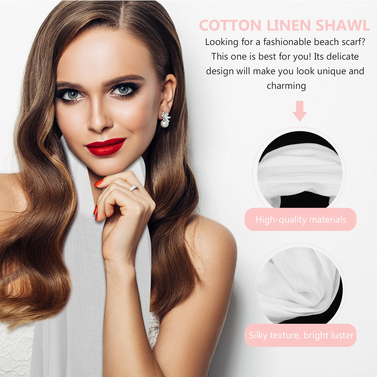 1 قطعة شال كتان القطن كبير خفيف الوزن كتلة الشمس وشاح في الهواء الطلق بحر الصيف وشاح متعدد الأغراض واقية من الشمس