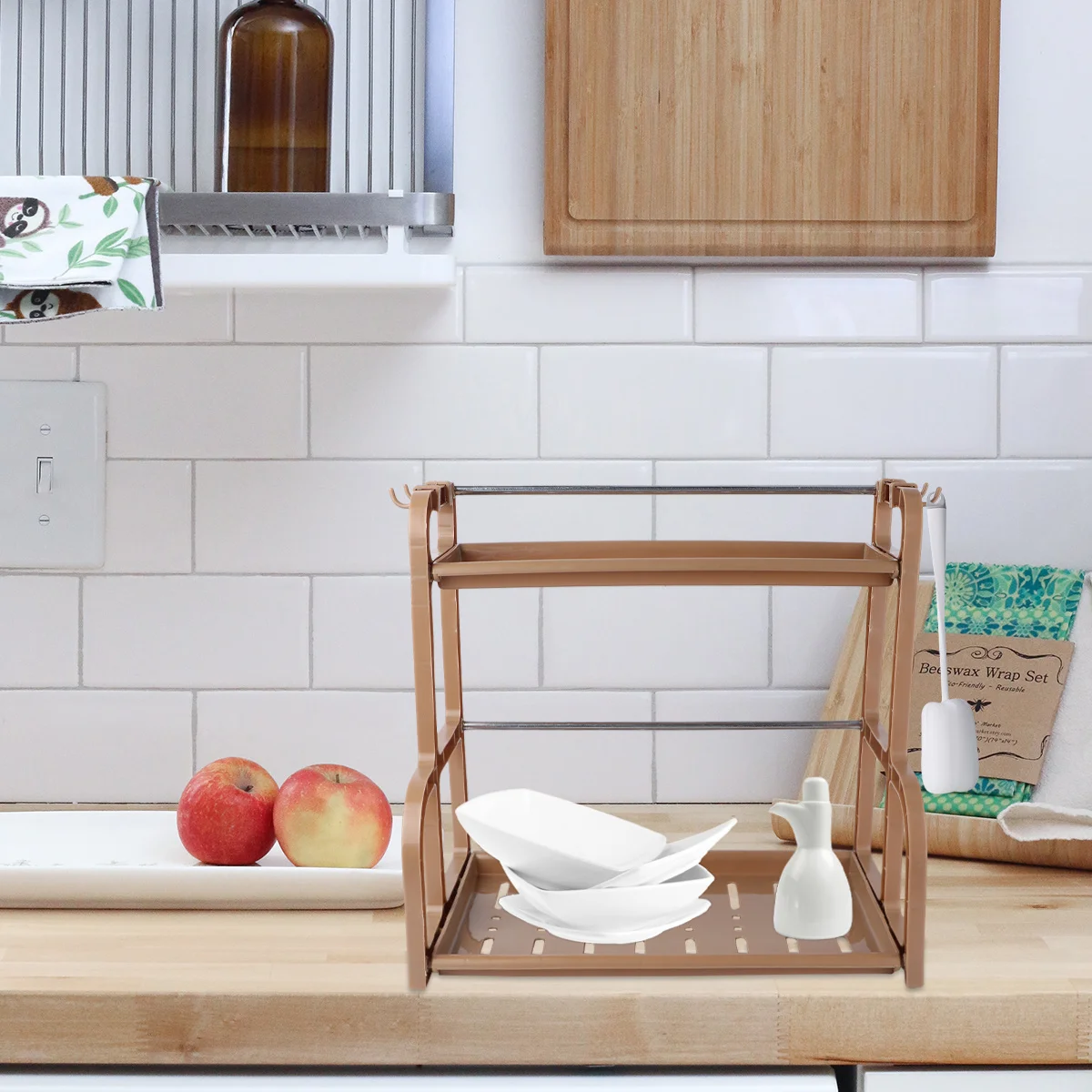 

1Set Kitchen Storage Shelf Double-Layer Organizer Rack for Cookwares and Utensils Home Practical Tool Storage Rack