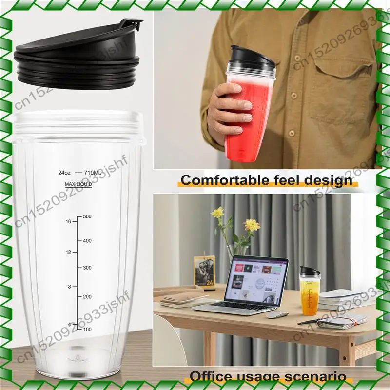-BOFF 24OZ Replacement Cups Compatible For Ninja Nutri BN401, BN701, SS101, BN400, BN800, BN801 Blender