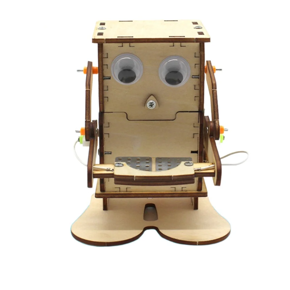 New DIY Eating Coin Robot Model Material Package Technology Wooden Puzzle Games Experiment Wooden Assemble Kit Students