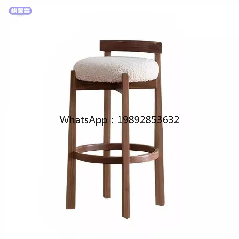 LYY Home Bar Stool Minimalist Solid Wood Modern Simple High Stool Bar Stool High Front Desk Bar Chair