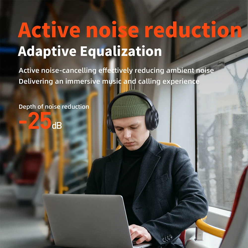 Imagem -03 - Auscultadores sem Fios Qere E80 Bluetooth 5.3 Cancelamento de Ruído Anc Áudio de Alta Resolução Over The Ear Headconjunto 70h 40 mm Driver 2.4g