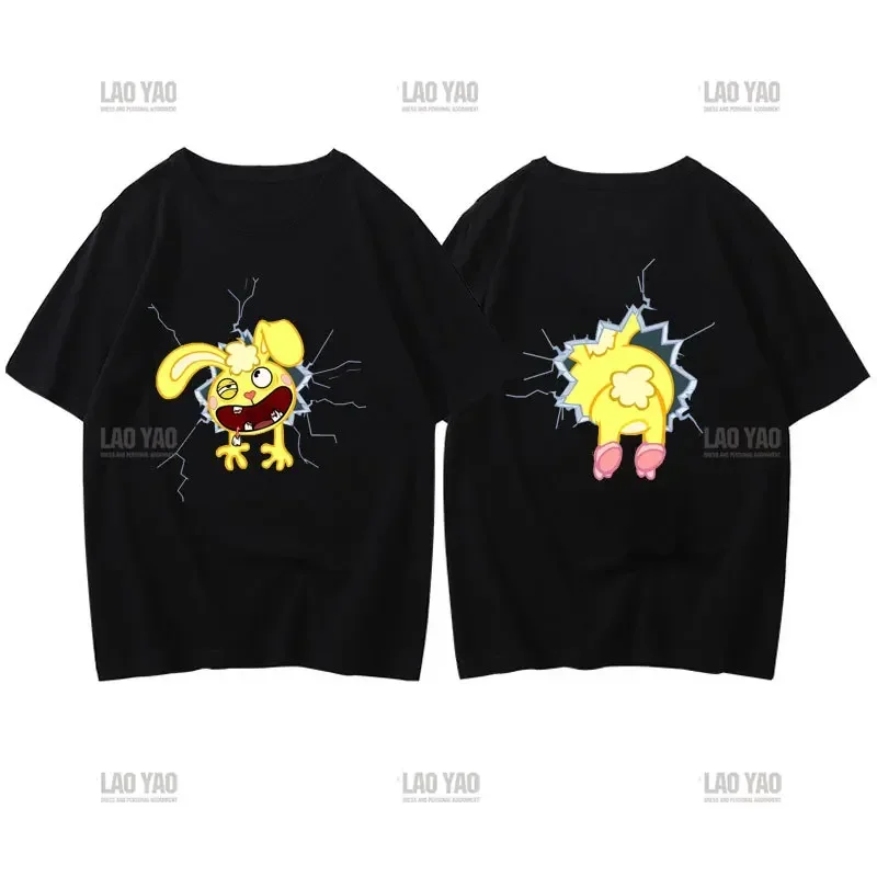 Kawaii Fun Animated Graphic T-shirt Hug Happy Tree Friends Neutral T-shirt Printed Short Sleeve Couple Single Item