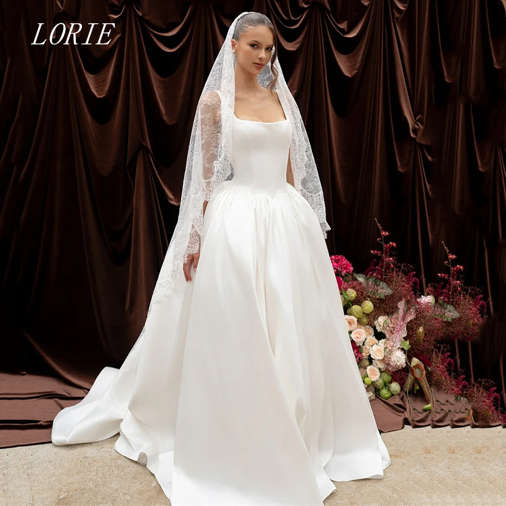 

LORIE Luxury Classical A Line Civil Wedding Dress Square Collar Bridal Dresses Simple Engagement Wedding Gown Customized 2026