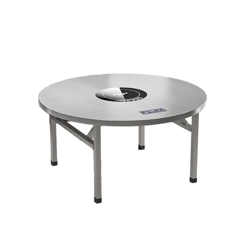 Stainless steel induction cooker merchant dual-purpose hot pot table and chair integrated, square table and chair stall large